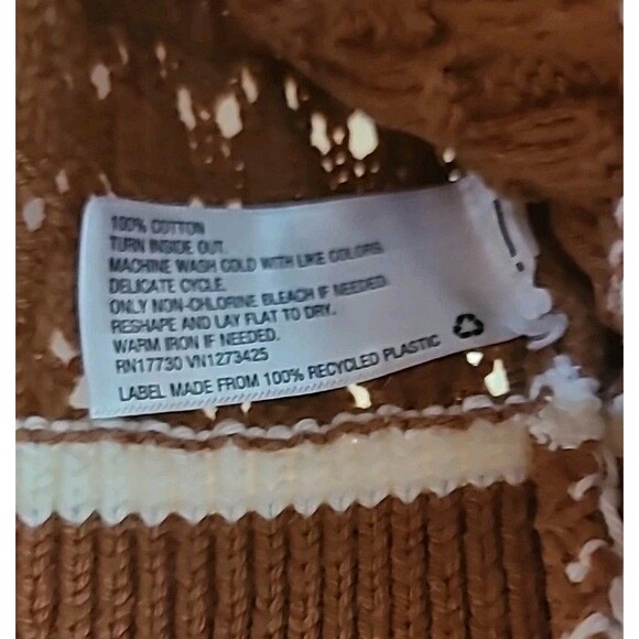 Universal Thread Orange Camel Rust Crochet Polo V-neck Crop Varsity Sweater Sz S - Picture 7 of 8